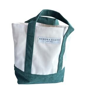 NWOT Kendra Scott Mini Cotton Canvas Tote Bag in Beige & Green